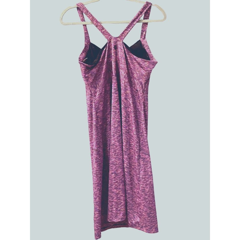 Prana Amaya Purple Space Dye Tank Dress Racerback Built In Bra Large Stretch - Picture 3 of 13